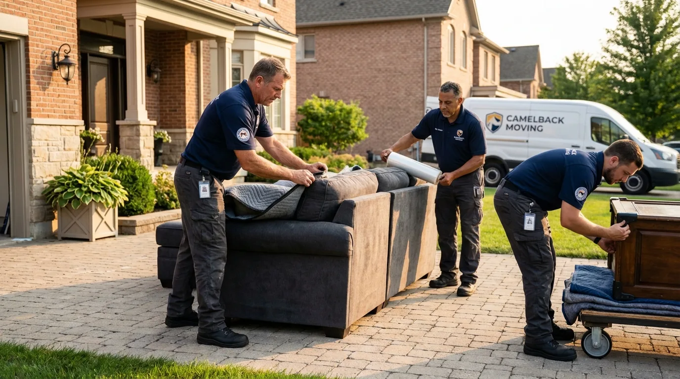 Large estate moving crew wrapping furniture in Carnation, WA